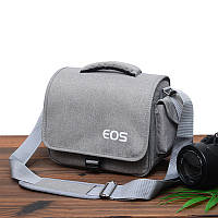 Сумка для фотоаппарата противоударная Canon EOS + дождевик, серый цвет ( код: IBF038S )