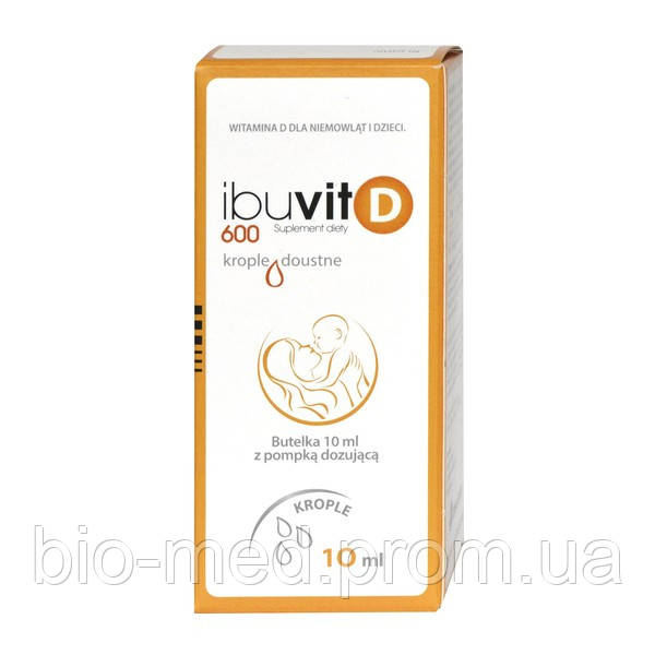 Ibuvit Вітамін D 600 Для немовлят і дітей від 6 місяців, пероральні краплі, 10 мл, фото 1