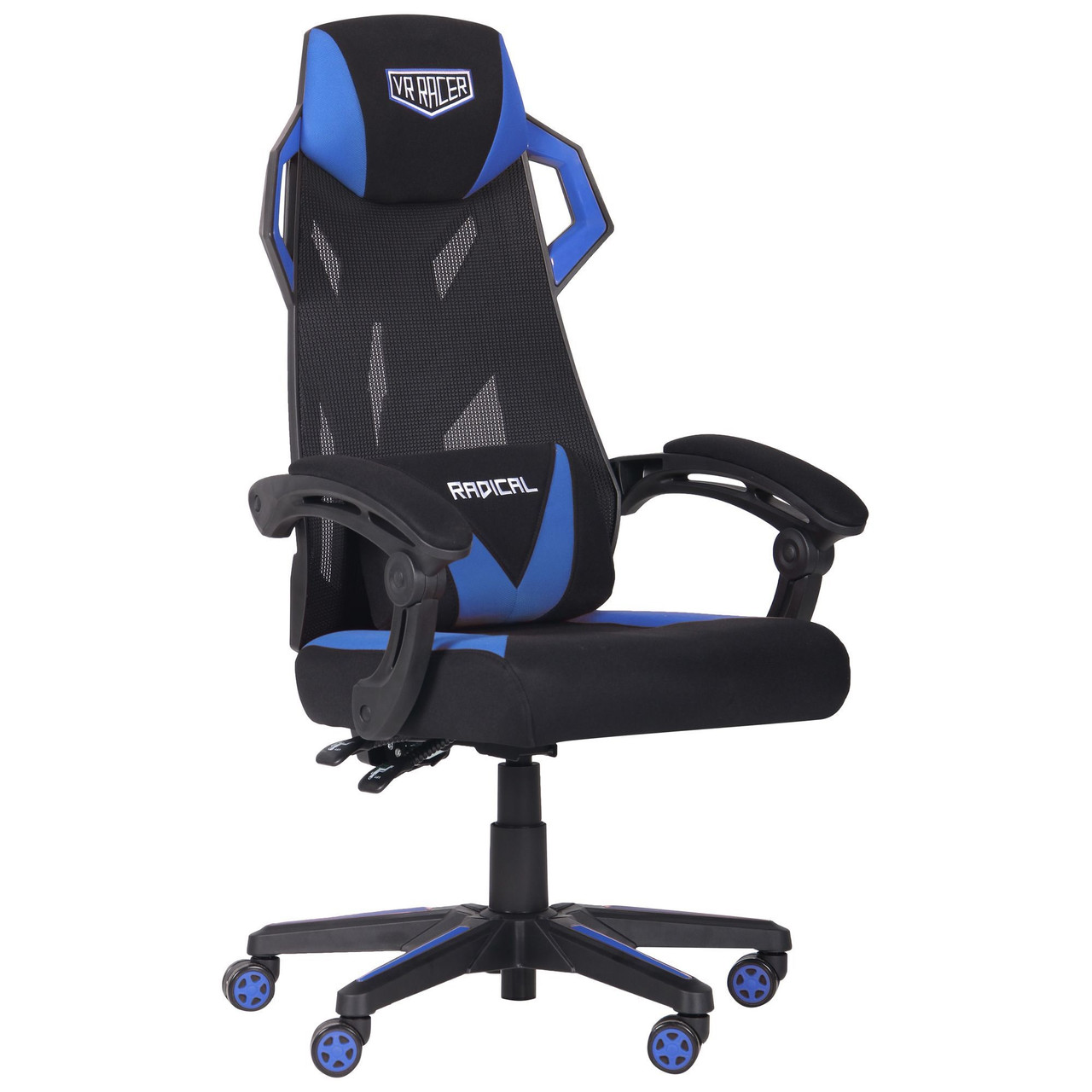Геймерське крісло розкладне для геймерів VR Racer Radical Garrus чорно-синє регульоване по висоті TM AMF