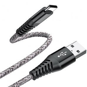 Кабель Rock USB — Type C 3A, QC3.0 Black/Color cord, 1 м (для китайських телефонів), фото 2