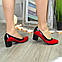 Жіночі туфлі на невисокому підборі, колір червоний/чорний, фото 4
