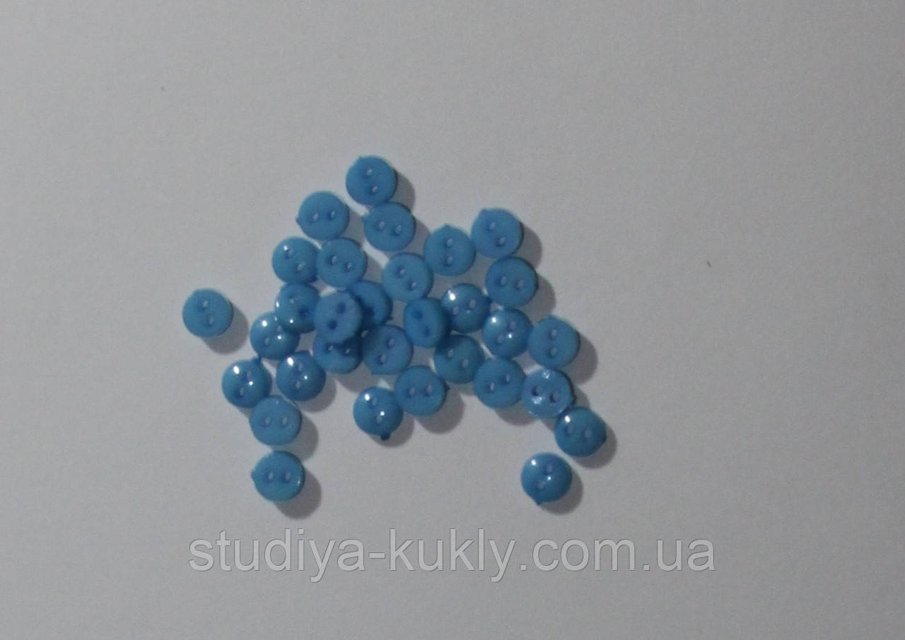 Гудзик для ляльок міні 6 мм. Відтінок синього. № 6.5, фото 1