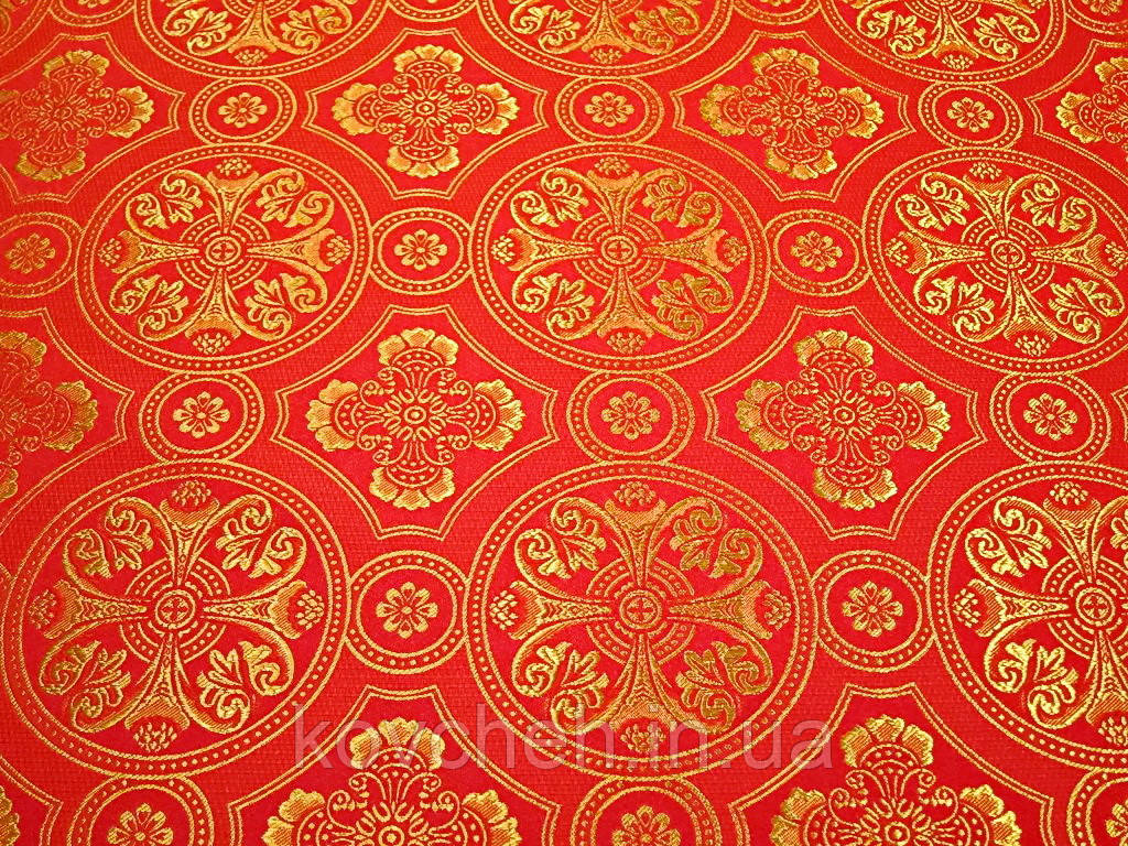 Церковна тканина парча Візантія червона з золотом