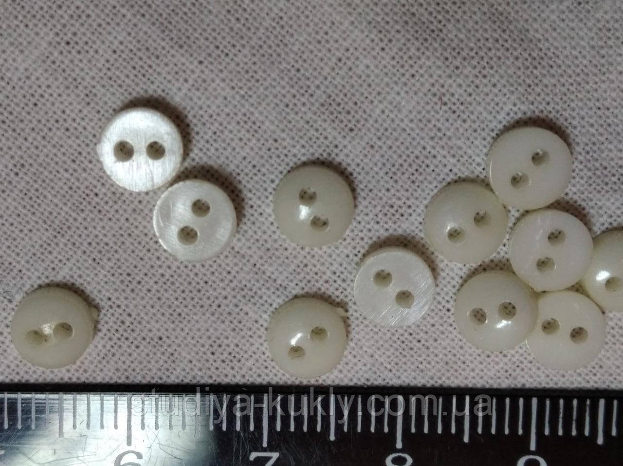 Гудзик для ляльок міні 6 мм. Відтінок білого. № 6.57, фото 1
