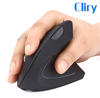 Миша бездротова Cliry вертикальна ергономічна (1600 DPI) USB 2.4 G wireless, Black