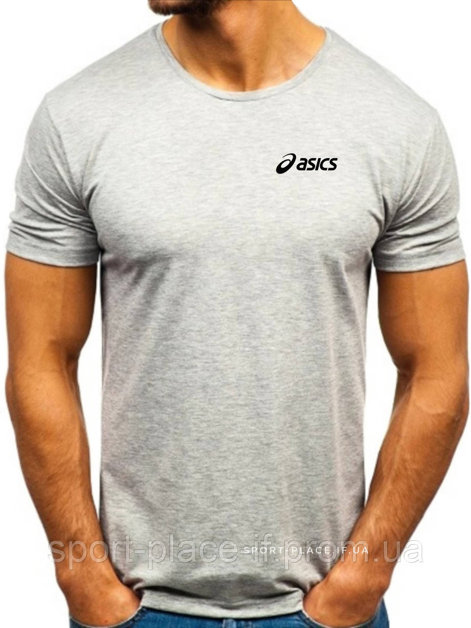 Чоловіча футболка Asics (Асикс) сіра (маленька емблема) бавовна