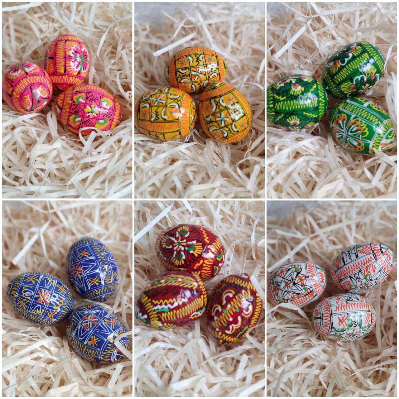 Яйце пасхальне крашене, із розписом, для корзини, h 4-4.5 cm, фото 1