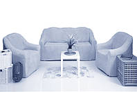 Плюшевые чехлы на диван и 2 кресла Venera 307 Серый