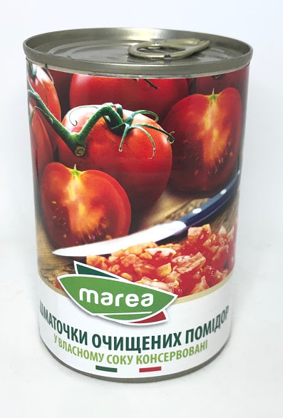 Помідори нарізані очищені, 400г, Marea