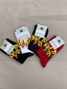 Шкарпетки жіночі шкарпетки стрейчеві Montebello з малюнком полум'я 36-40 12 шт в уп сині білі червоні чорні