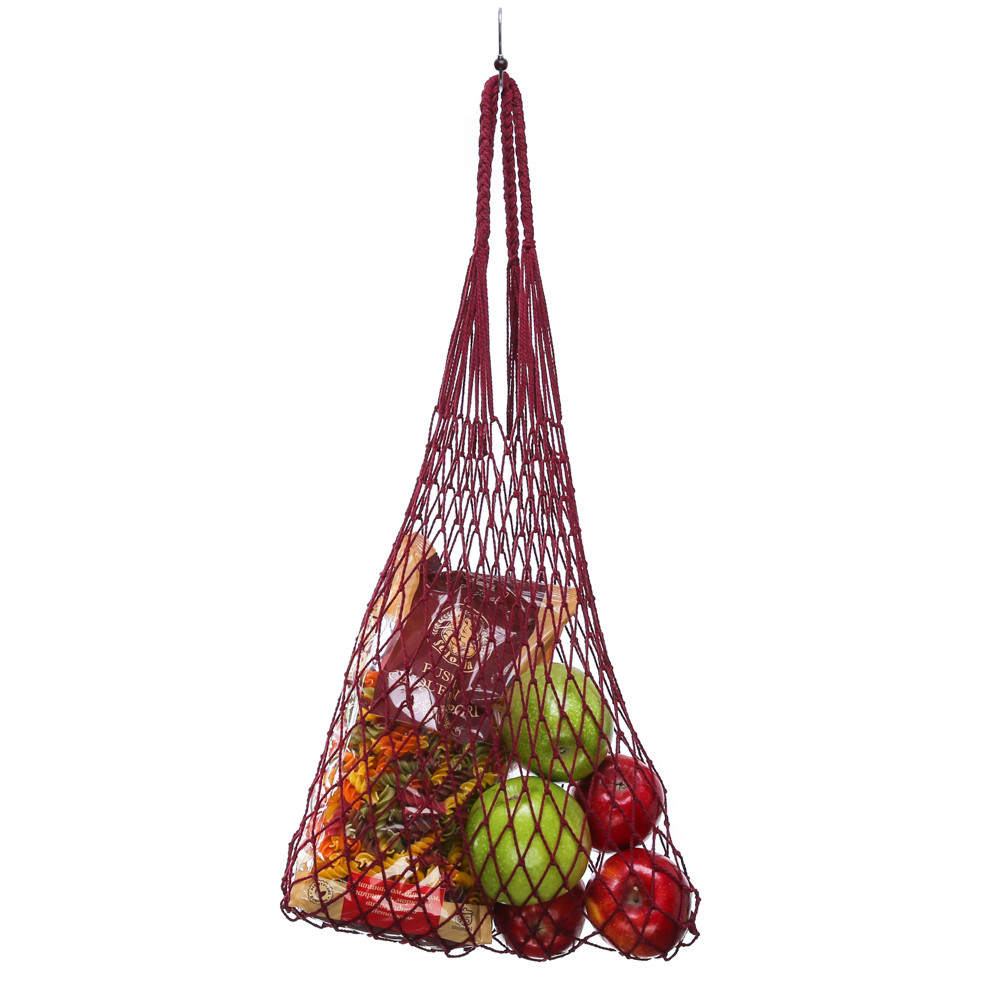 Авоська Шоппер - модна  сумка з натуральної бавовни вишнева ручної роботи до 20 кг
