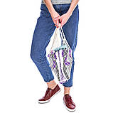 Натуральна еко сумка ручної роботи для покупок "Авоська" біла-натуральна до 20 кг, фото 5