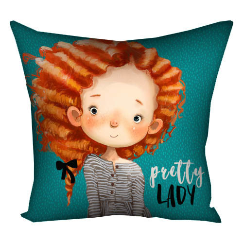 Подушка габардинова з принтом Pretty lady 50x50 (5P_19F030)