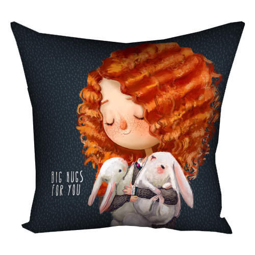 Подушка габардинова з принтом Big hugs for you 50x50 (5P_19F034)