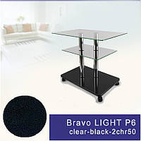 Стол журнальный стекло прямоугольный Commus Bravo Light P6 clear-black-2chr50