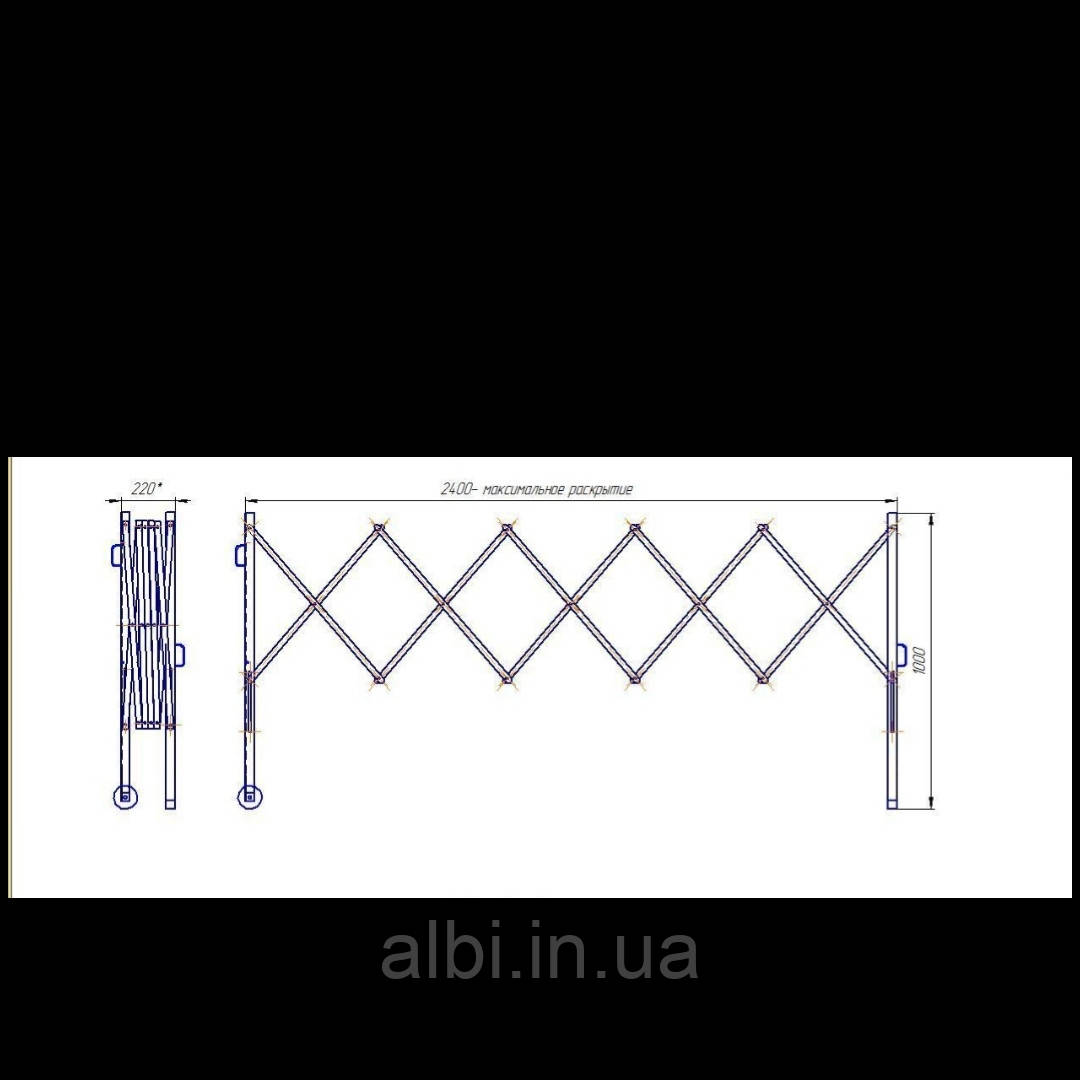 Розсувна огорожа 1х2.4м на колесах, обмеження доступу, тимчасові дорожні огорожі