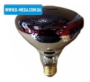Лампа накаливания ИКЗК, рифленая 175W, 220V, E27/5000h (инфракрасная зеркальная лампа) наполовину красная - фото 2 - id-p1131406101