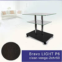 Журнальный столик из стекла и металла прямоугольный Commus Bravo Light P6 clear-venge-2chr50