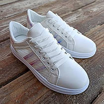 Кросівки білі сітка жіночі в стилі adidas superstar Stan smith адідас літні кеди екошкіряні, фото 2