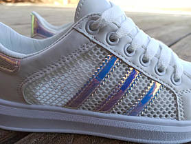 Кросівки білі сітка жіночі в стилі adidas superstar Stan smith адідас літні кеди екошкіряні, фото 2