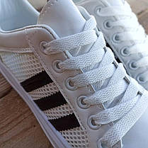 Кросівки білі сітка жіночі в стилі adidas superstar Stan smith адідас літні кеди еко шкіряні, фото 3