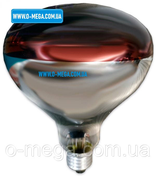 Лампа накаливания ИКЗК 150W, 220V, E27/5000h (инфракрасная зеркальная лампа) наполовину красная - фото 2 - id-p1131361737
