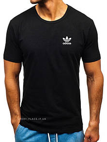 Чоловіча футболка Adidas (Адідас) чорна (маленька емблема) бавовна