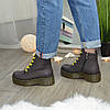 Черевики жіночі на товстій підошві, натуральна шкіра флотар коричневого кольору, фото 2