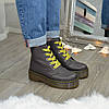 Черевики жіночі на товстій підошві, натуральна шкіра флотар коричневого кольору, фото 6