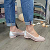 Балетки шкіряні на низькому ходу, колір пудра/білий, фото 4