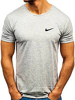 Мужская футболка Nike (Найк) серая (маленькая эмблема) хлопок