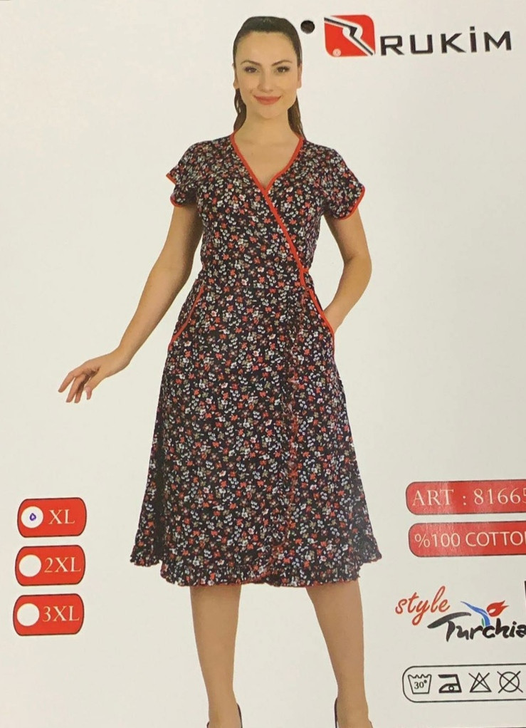 Трикотажний жіночий халат із заходом, фото 1