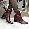 Напівчеревики шкіряні на невисоких підборах, колір бордовий, фото 2