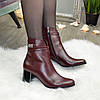 Напівчеревики шкіряні на невисоких підборах, колір бордовий, фото 3