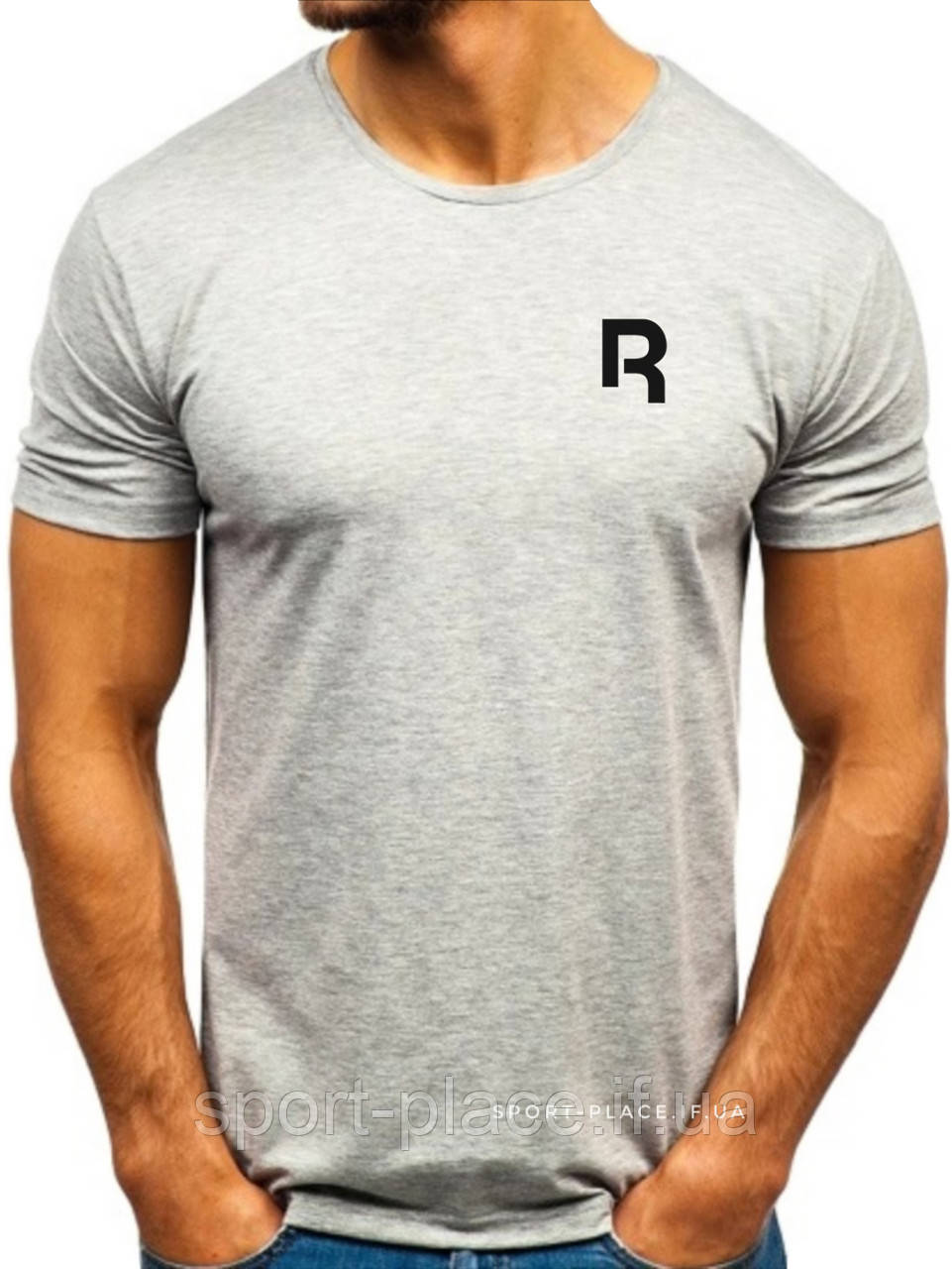 Чоловіча футболка Reebok (Рібок) сіра (маленька емблема) бавовна