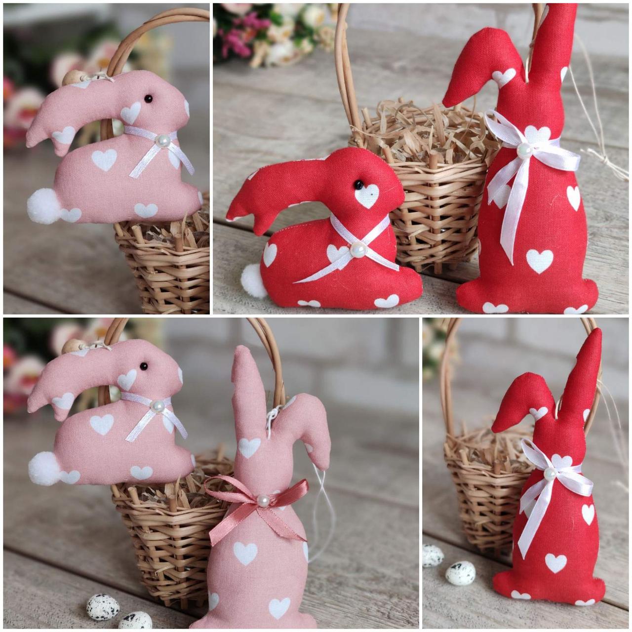 Комплект пасхальних кроликів, для віночка, для корзини, для декору, фото 1