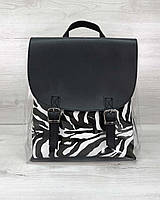 Рюкзак силиконовый черный с косметичкой зебра