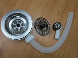 Сифон для кухонної мийки Fisc Italiana. Євро вентиль з переливом для кухонної мийки, універсальний