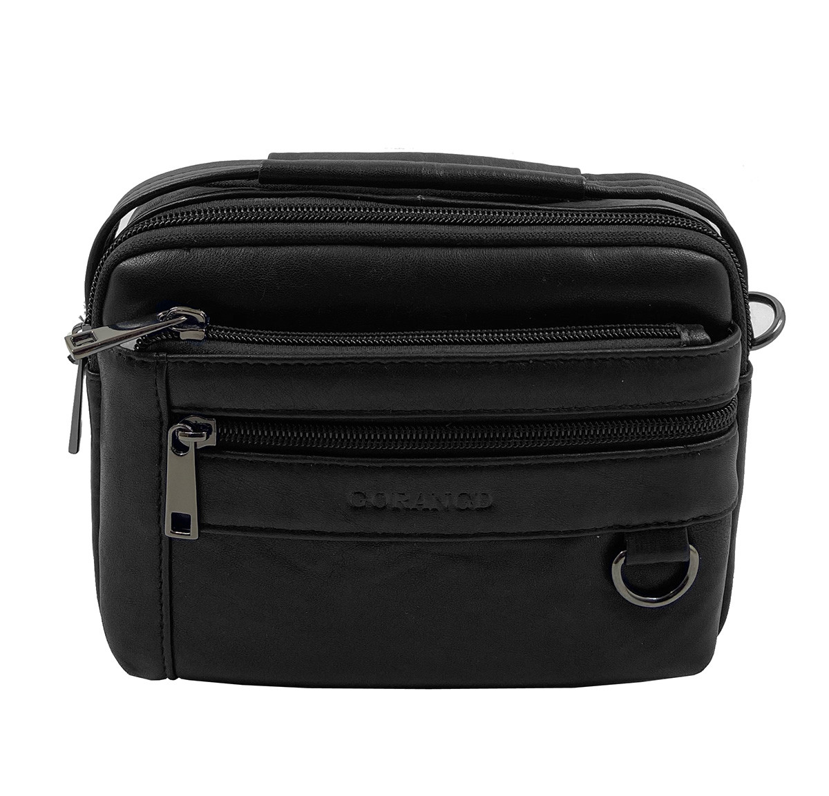 Шкіряна чоловіча сумка Grangd 19 x 14,5 x 8 см Чорний (g9393)