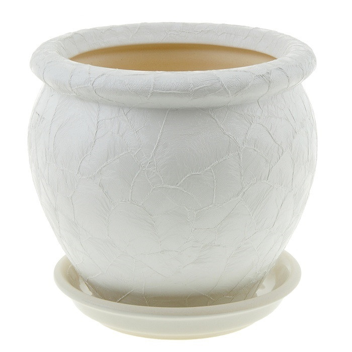 Горщик керамічний для пересадки квітів В'єтнам №4 шовк шоколад білий