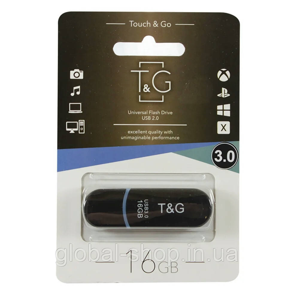 Флешка USB 3.0 16 Гб T&G 012 Jet series Black, TG012-16GB