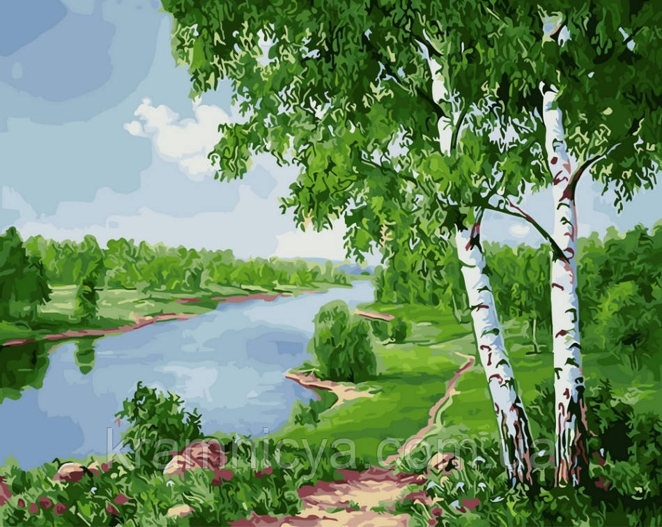 Картина за номерами 40x50 Берізки біля річки, Rainbow Art (GX24184)