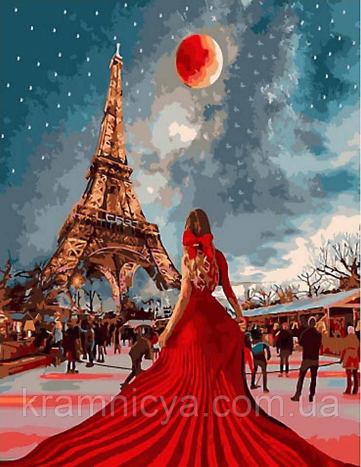 Картина за номерами 40x50 Дівчина в червоному, Rainbow Art (GX34410)
