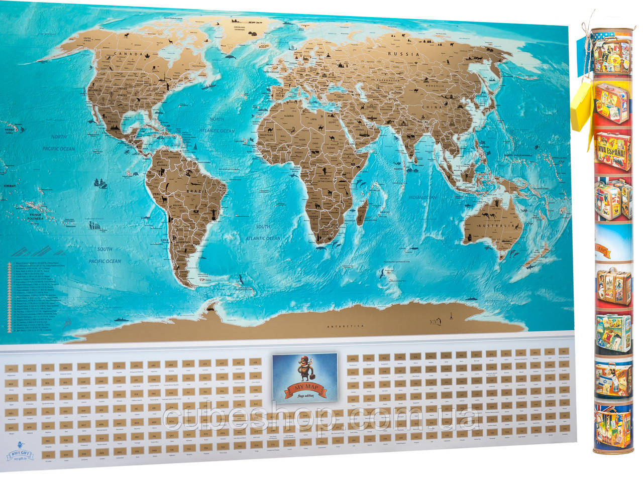 Скретч-мапа світу з прапорами My Map Flags Edition (англійська мова) у тубусі