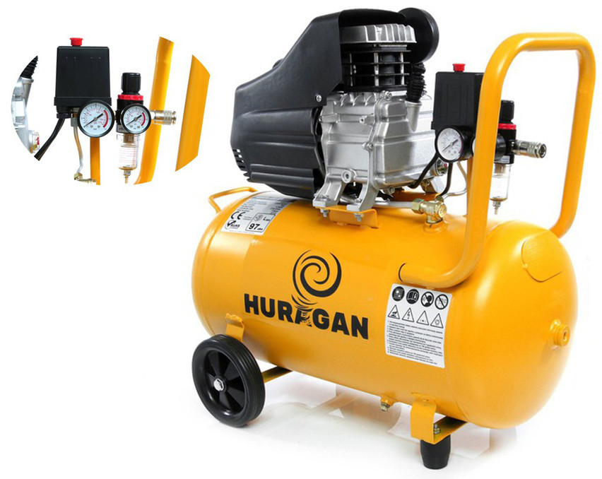 Масляний компресор для гаража 50л HURAGAN 50 л  повітряний компресор для будинку