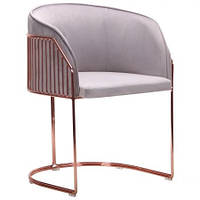 Кресло в стиле лофт Kagu каркас розовое золото ткань light grey (AMF-ТМ)