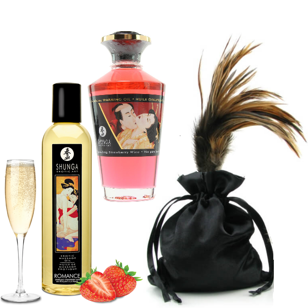 Подарунковий набір Shunga Tenderness and Passion Collection Sparkling wine strawberry | Puls69