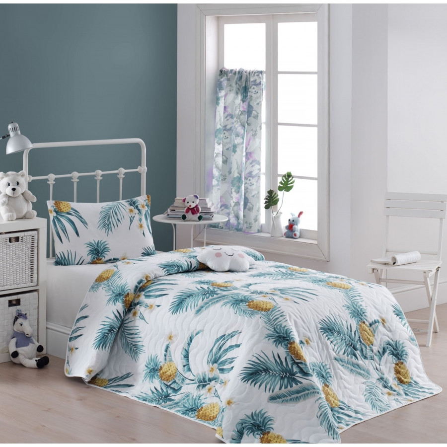 Покривало стьобане з наволочками Eponj Home - CustomAnanas beyaz білий 200*220