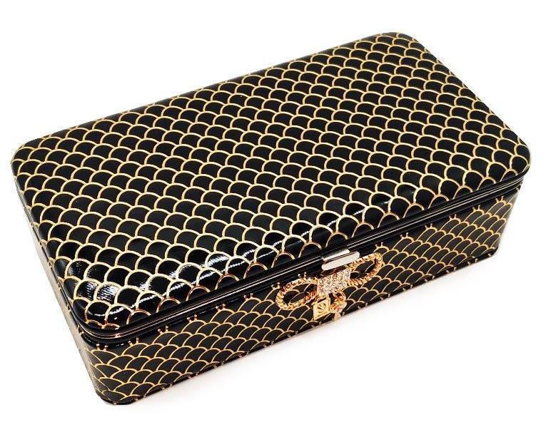 Шкатулка "Візерунок" для прикрас, шкірзам, колір чорний, 14,5-8-5 см, фото 1