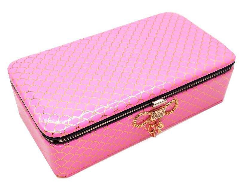 Шкатулка "Візерунок" для прикрас, шкірзам, колір рожевий, 14,5-8-5 см, фото 1